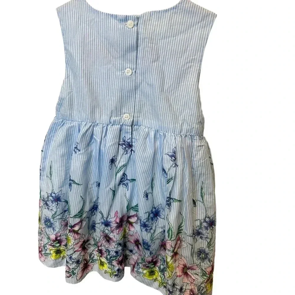 NWT Baby Gap Floral Print Sleeveless Striped Fit & Flare Dress Size 2 Year